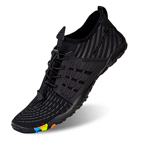 WateLves Water Shoes Mens Womens Beach Swim Shoes Quick-Dry Aqua Socks Pool Shoes for Surf Yoga Water Aerobics (A/Black, 44) - Image 1