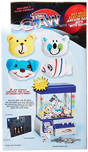 define essentials Claw Machine - Arcade Mini Toy Grabber Machine for Kids - Candy Machine- Retro Carnvial Music & Flashing Lights- Best Birthday Gift Game. Use Gumballs, Candy, Toys, or Small Prizes (Blue) - Image 3