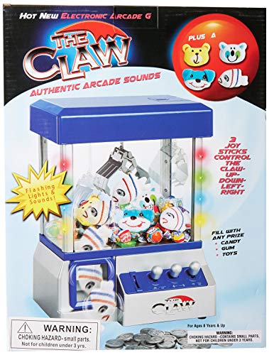 define essentials Claw Machine - Arcade Mini Toy Grabber Machine for Kids - Candy Machine- Retro Carnvial Music & Flashing Lights- Best Birthday Gift Game. Use Gumballs, Candy, Toys, or Small Prizes (Blue) - Image 2