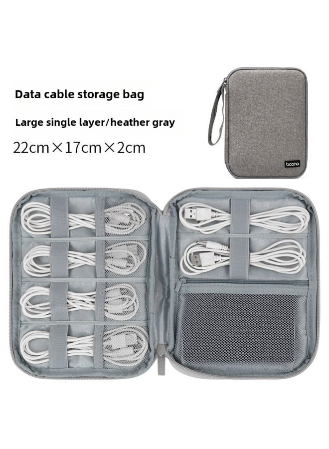 Bag Data Cable Storage Bag Headset Ipad Tablet Storage Bag Mobile Phone Charging Treasure Digital Portable Protective Case-Color:Large Single-Gray  - Image 1