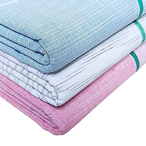 PPS Textiles Pps Cotton Gamcha/Bath Towel Set, Plain And Checkered Design, Pack Of 3, 200 TC - Image 2