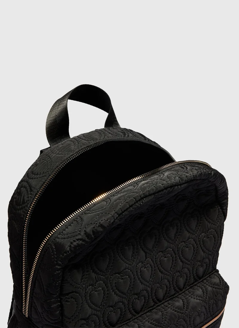 ماتلان Girls Black Heart Quilted Backpack