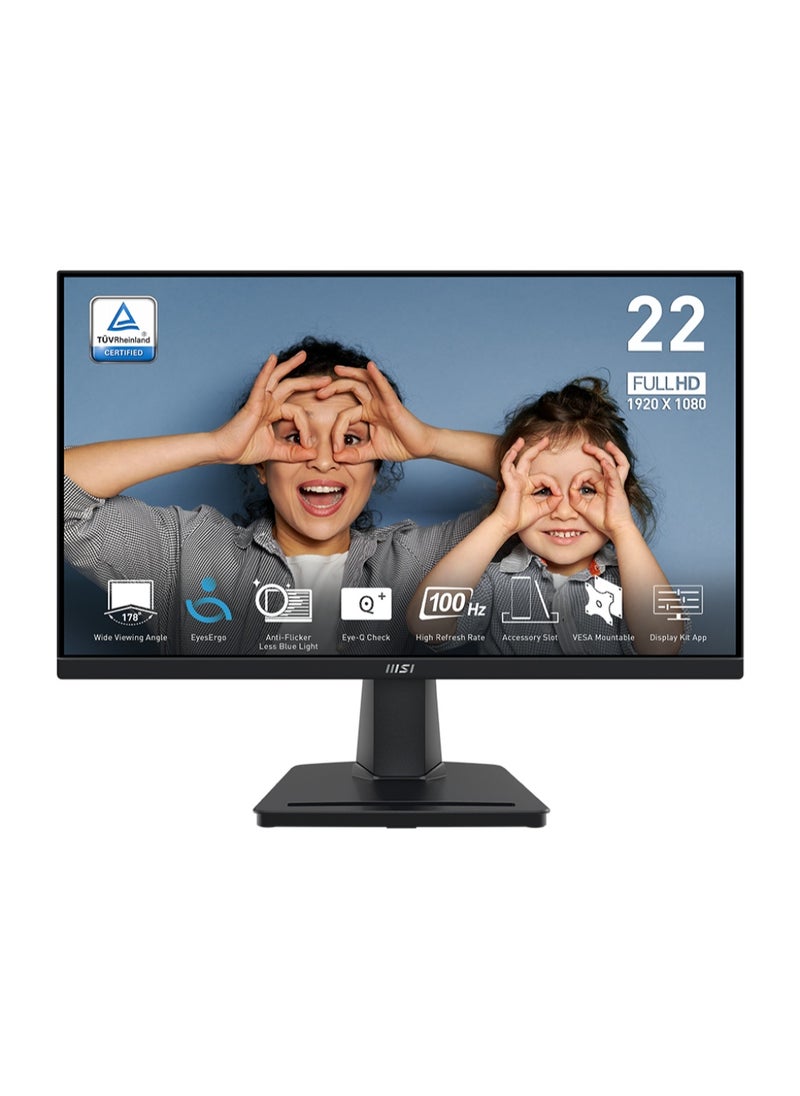 MSI Pro Mp225V 21 Inch 100Hz 1Ms FHD VA Monitor black  - Image 1