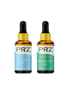 PRZ Combo Of Cold Pressed Jojoba Carrier Oil & Rosemary Essential Oil 100% Pure Natural & Therapeutic Grade Oil For Aromatherapy Body Massage Skin Care & Hair Growth (15Ml Each)  - Image 1