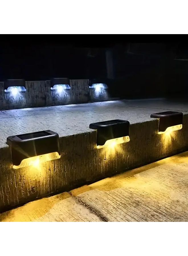 6 حزمة أضواء خطوات تعمل بالطاقة الشمسية LED للخارجية صدفة سوداء ضوء أبيض IP65 تشغيل وإيقاف تلقائي - Image 3