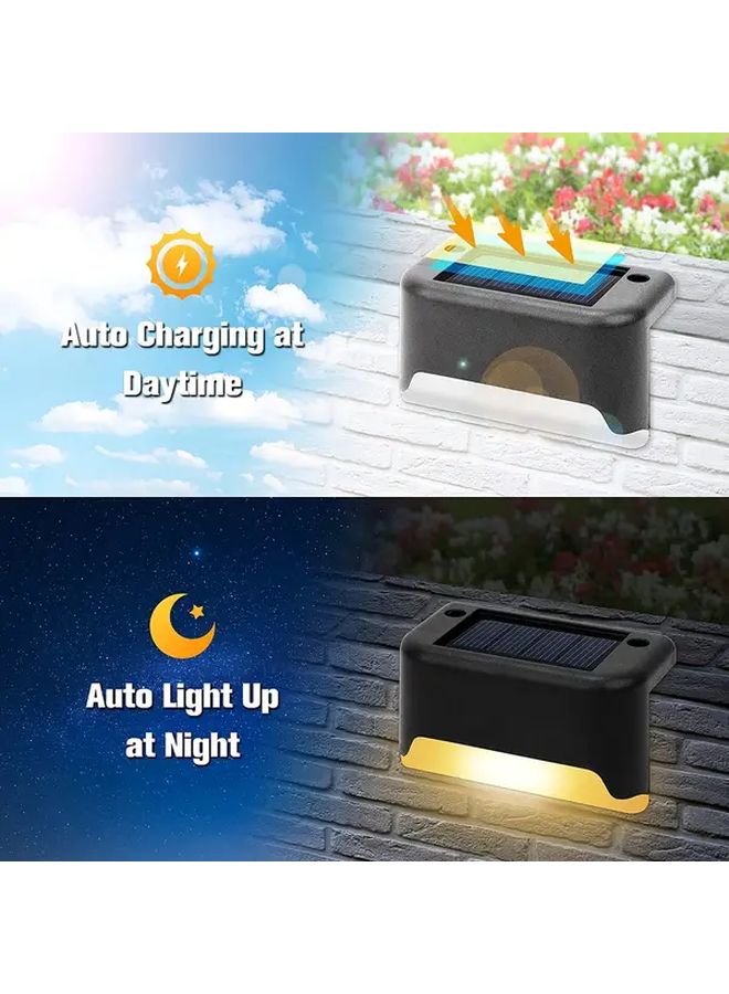 6 حزمة أضواء خطوات تعمل بالطاقة الشمسية LED للخارجية صدفة سوداء ضوء أبيض IP65 تشغيل وإيقاف تلقائي - Image 5