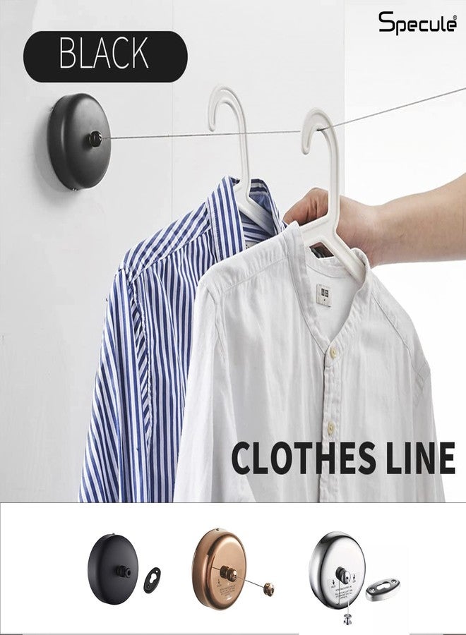 Specule Retractable Clothesline 9.2 Ft | Premium 304 Stainless Steel with Lockable Brass Mechanism | Matte Black Finish for Bathroom, Balcony, Indoor, Hotel & Outdoor Laundry Drying - Image 4