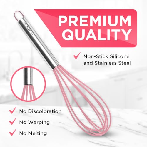 Wired Whisk Silicone Whisk Set - Non-Scratch - Pink - Image 2