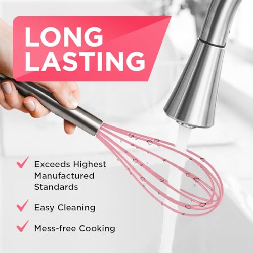 Wired Whisk Silicone Whisk Set - Non-Scratch - Pink - Image 5