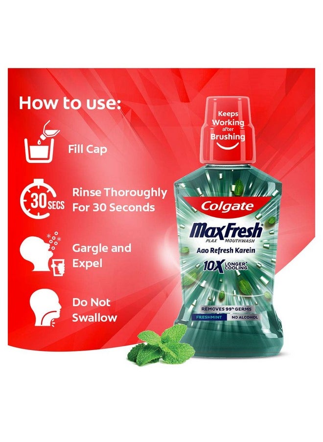 Colgate - Maxfresh Plax Antibacterial Mouthwash 24/7 Fresh Breath Alcohol Free Mouth Wash Liquid For Bad Breath 500Ml Fresh Mint (Complete Oral Care) - Image 1