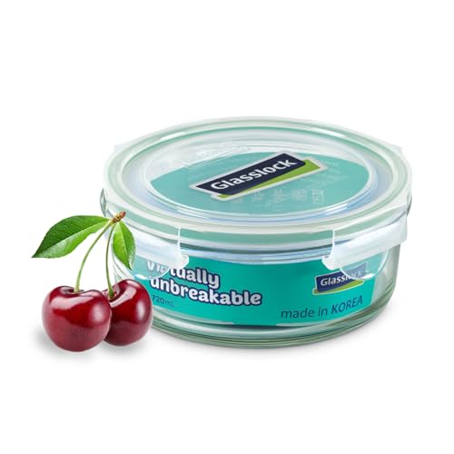 Glasslock Korea Tempered Glass Storage Containers with Lid - Classic 720ml Round - Airtight Food Storage Kitchen Container - Office Lunch Tiffin Box/Bowl, Microwave/Dishwasher/Fridge/Freezer Safe - Image 1