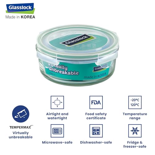 Glasslock Korea Tempered Glass Storage Containers with Lid - Classic 720ml Round - Airtight Food Storage Kitchen Container - Office Lunch Tiffin Box/Bowl, Microwave/Dishwasher/Fridge/Freezer Safe - Image 3