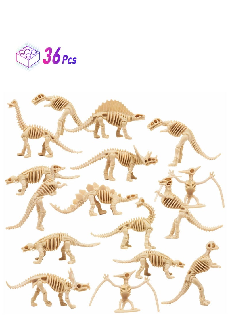 Excefore Dinosaur Fossil Skeletons,Figures Dino Bones,Dinosaur Skeleton Toys for Dino Sand Dig,Science Play,Party Favor,12 Styles,36 Pack  - Image 1