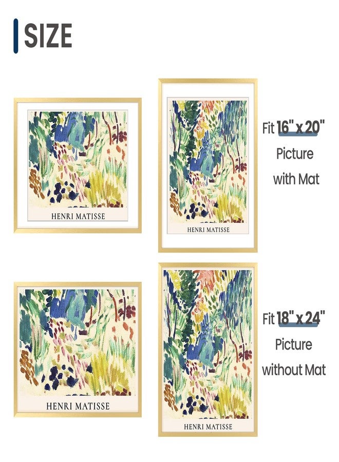 ENJOYBASICS 18x24 Picture Frame, Display Poster 16x20 with Mat or 18 x 24 Without Mat, Wall Gallery Photo Frames, Gold, 2 Pack - Image 5