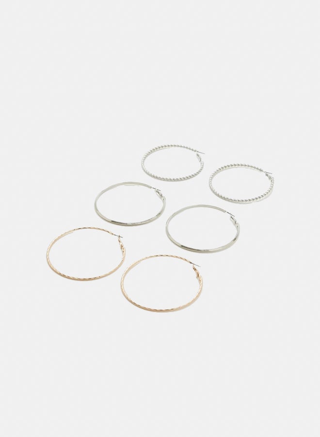 FOREVER 21 Etched Hoop Earring Set 