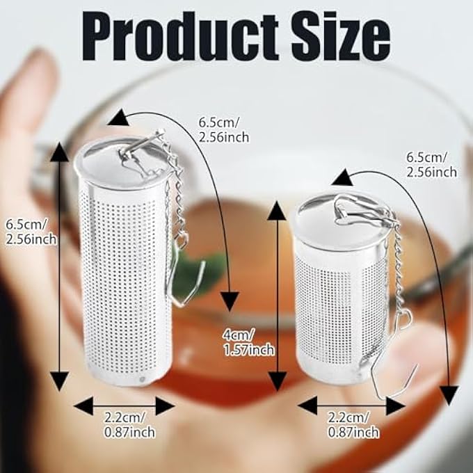 KASTWAVE 4Pcs Tea Infuser Steel Tea Infuser Strainers For Loose Tea 2 Sizes 304 Stainless Infuser With Lid Chain Hook Tea Filter For Teapots Cups Mugs - Image 3