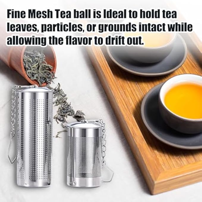 KASTWAVE 4Pcs Tea Infuser Steel Tea Infuser Strainers For Loose Tea 2 Sizes 304 Stainless Infuser With Lid Chain Hook Tea Filter For Teapots Cups Mugs - Image 5