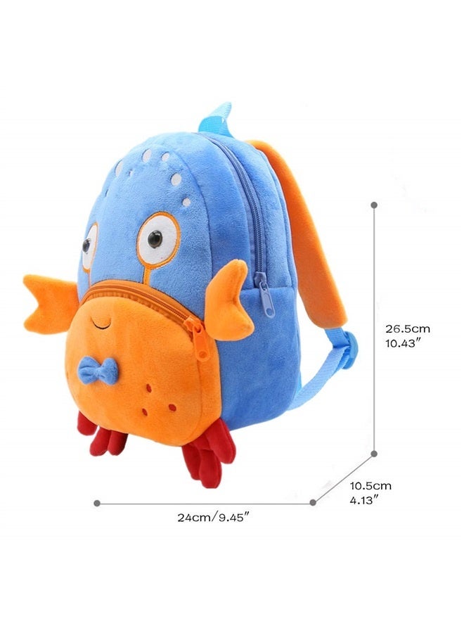 Toddler Backpack for Boys and Girls, Cute Soft Plush Animal Cartoon Mini Backpack Little For Kids 2-6 Years (Crab)  - Image 2