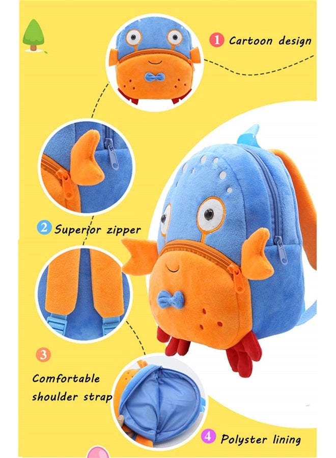 Toddler Backpack for Boys and Girls, Cute Soft Plush Animal Cartoon Mini Backpack Little For Kids 2-6 Years (Crab)  - Image 5