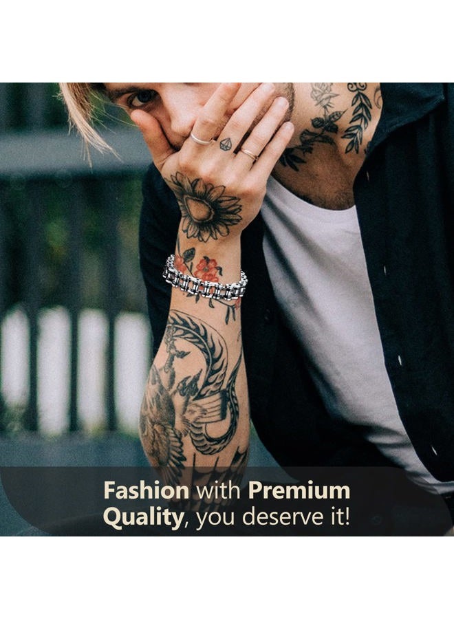 Feraco Mens Bikers Bracelet Stainless Steel Motorcycle Bike Chain Bracelets 8.4 Inch, 215 mm x 12 mm, Stainless Steel - Image 5