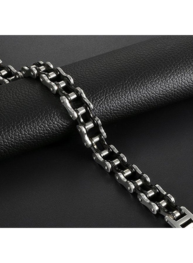 Feraco Mens Bikers Bracelet Stainless Steel Motorcycle Bike Chain Bracelets 8.4 Inch, 215 mm x 12 mm, Stainless Steel - Image 3