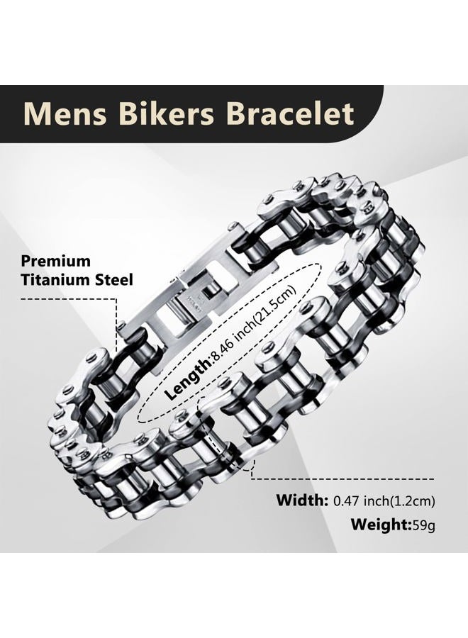 Feraco Mens Bikers Bracelet Stainless Steel Motorcycle Bike Chain Bracelets 8.4 Inch, 215 mm x 12 mm, Stainless Steel - Image 4