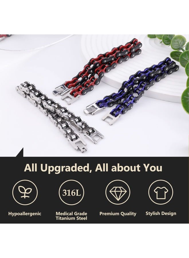 Feraco Mens Bikers Bracelet Stainless Steel Motorcycle Bike Chain Bracelets 8.4 Inch, 215 mm x 12 mm, Stainless Steel - Image 2