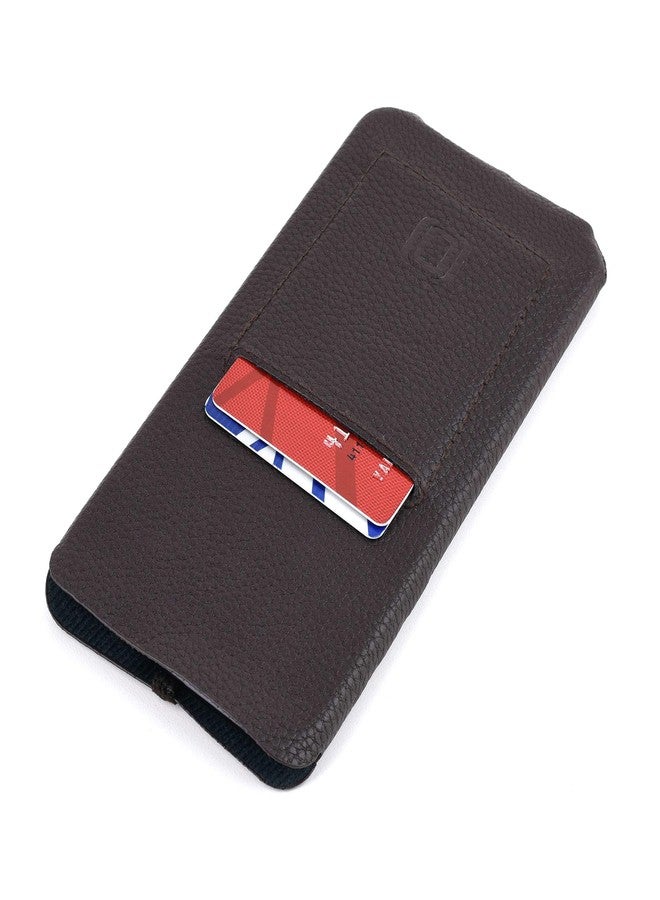 Dockem Minima Wallet Sleeve for iPhone 11 Pro Max, iPhone Xs Max, iPhone 8 Plus, iPhone 7 Plus - Ultra Slim Synthetic/Vegan Leather Wallet Sleeve with Card Slot (Dark Brown) - Image 1
