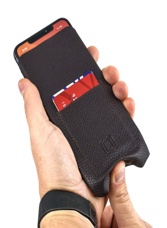 Dockem Minima Wallet Sleeve for iPhone 11 Pro Max, iPhone Xs Max, iPhone 8 Plus, iPhone 7 Plus - Ultra Slim Synthetic/Vegan Leather Wallet Sleeve with Card Slot (Dark Brown) - Image 4