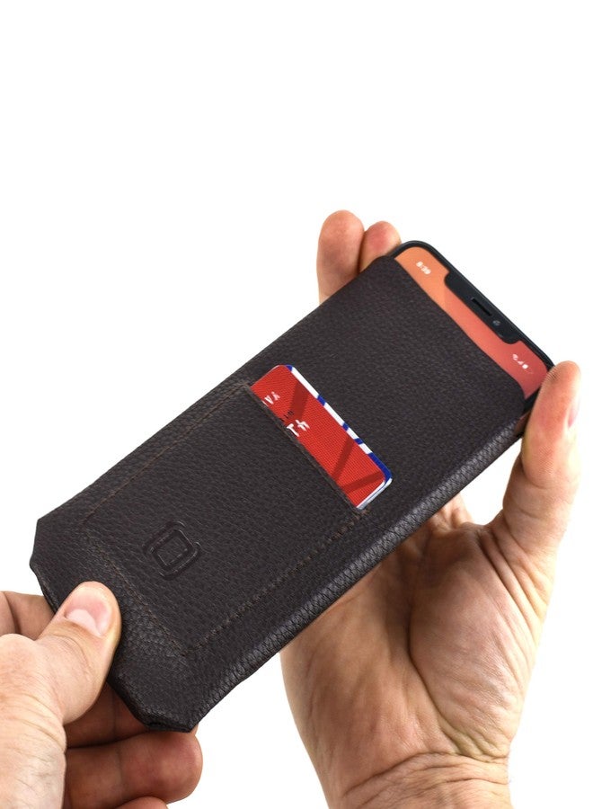 Dockem Minima Wallet Sleeve for iPhone 11 Pro Max, iPhone Xs Max, iPhone 8 Plus, iPhone 7 Plus - Ultra Slim Synthetic/Vegan Leather Wallet Sleeve with Card Slot (Dark Brown) - Image 5