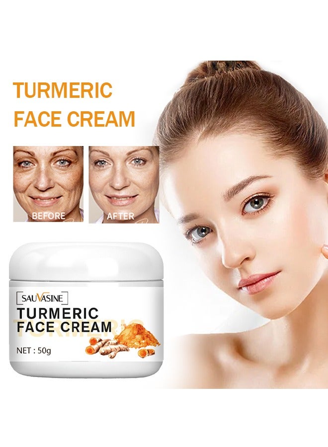SAUVASINE Turmeric Face Cream ,for Face Skin Care Anti-Aging Cream Brightening Face Moisturizer Cream,Skin Repair Cream,Turmeric Moisturizing Cream for Dark Spots Remover,Evens Skin Tone-50g - Image 1