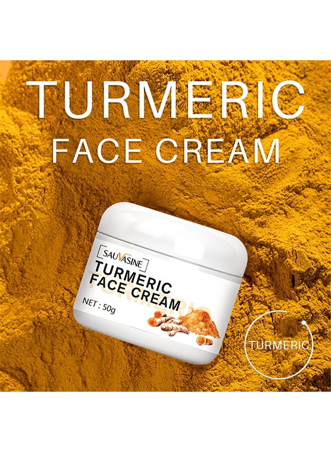 SAUVASINE Turmeric Face Cream ,for Face Skin Care Anti-Aging Cream Brightening Face Moisturizer Cream,Skin Repair Cream,Turmeric Moisturizing Cream for Dark Spots Remover,Evens Skin Tone-50g - Image 2