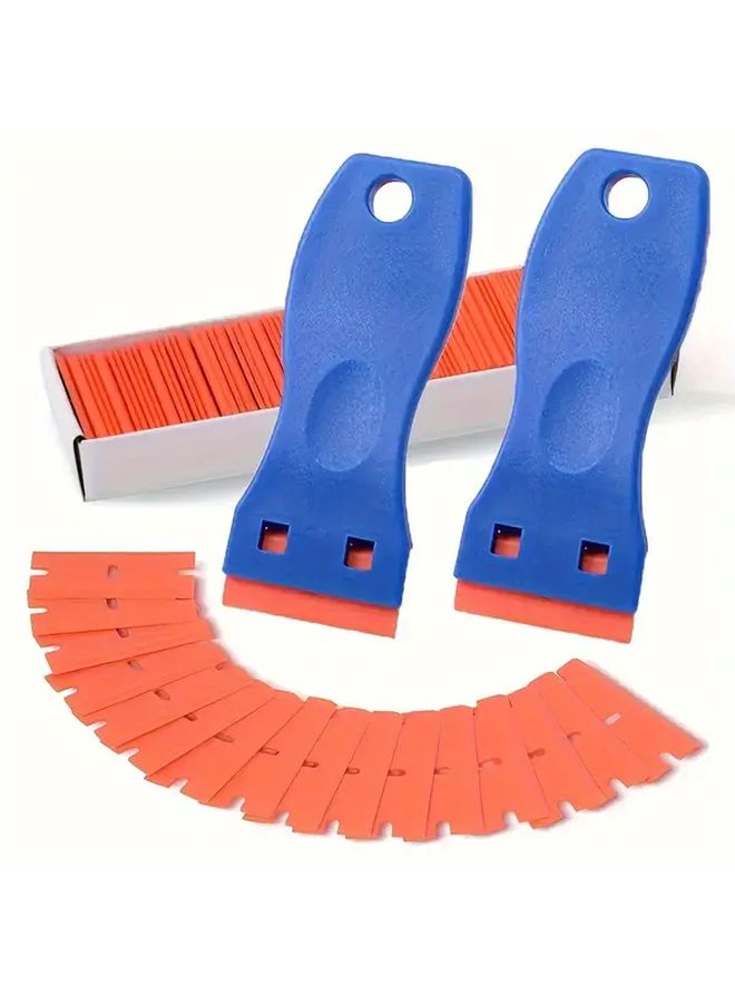 2 Scrapers 16 Blades Blue Paint Sticker Vinyl Adhesive Removal Tool Set - Image 1