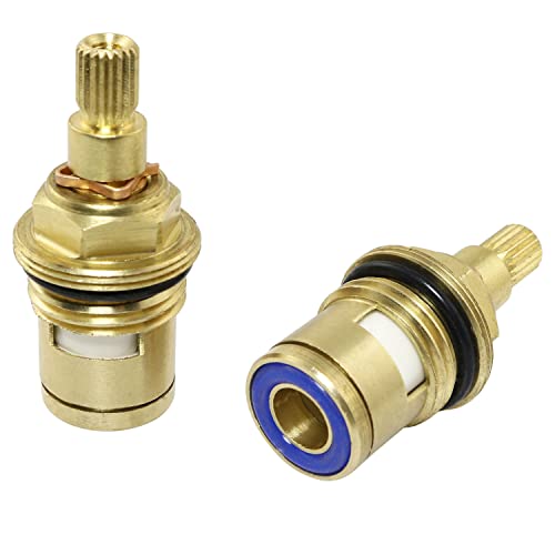 ZYAMY 2pcs Brass Ceramic Stem 20 Teeth Ceramic Disc Cartridge Faucet Valve Replacement Quarter Turn 1/2" for Bathroom Kitchen Tap (1 x Hot & 1 x Cold) - Image 4