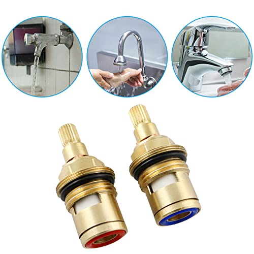 ZYAMY 2pcs Brass Ceramic Stem 20 Teeth Ceramic Disc Cartridge Faucet Valve Replacement Quarter Turn 1/2" for Bathroom Kitchen Tap (1 x Hot & 1 x Cold) - Image 5
