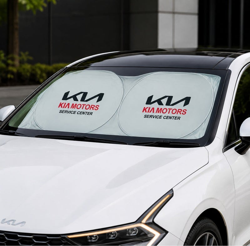 KIA Car Windshield Sun Shade, Foldable UV Rays and Heat Protector, Reflective Sun Visor, Keeps Vehicle Cool, Universal Fit, Easy Installation - KIA - Image 2