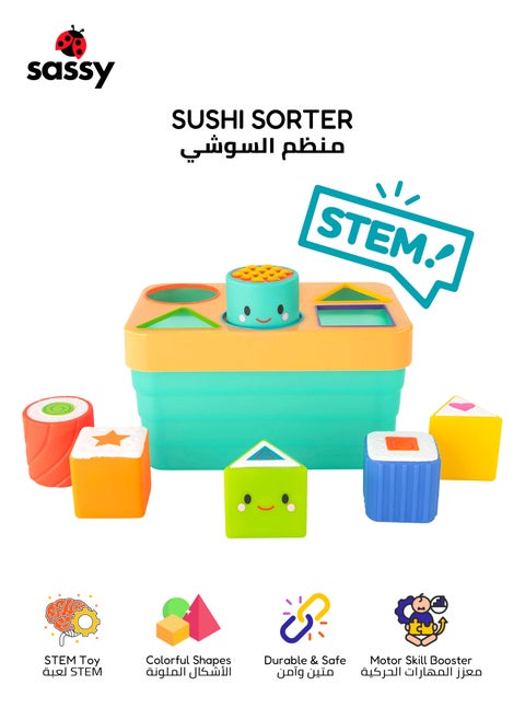 Sushi Sorter – STEM Educational Baby Toy for Sorting, Stacking & Matching Shapes & Colors, BPA-Free & Perfect for Ages 6+ Months
