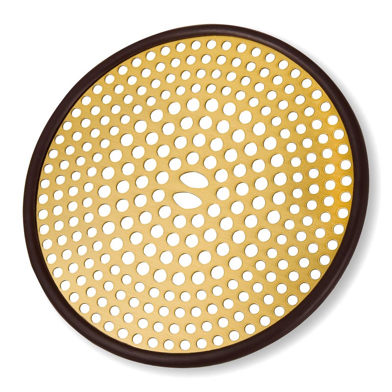304 Stainless Steel Hair Catcher Shower Drain Cover with Silicone Shower Stall Drain Strainer Bathtub Hair Stopper Bathroom Hair Trap Floor Drain Protector Brushed Gold Brass 433 Inch Round Flat
