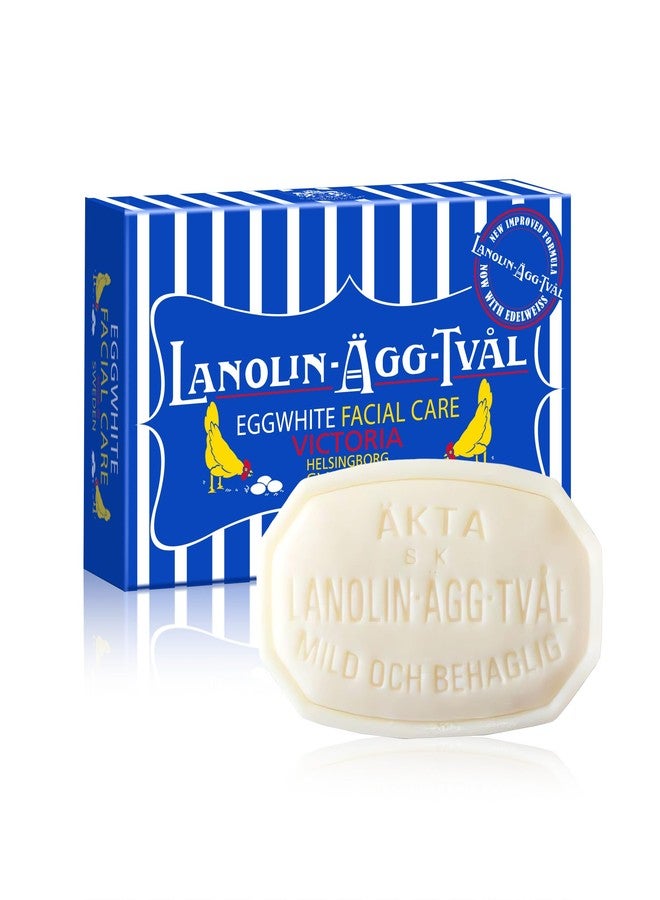VICTORIA Swedish Egg White Facial Soap, 3-in-1 Gentle Daily Cleanser with Lanolin & Rose Water, for Oily & Combination Skin, 50g - Image 1