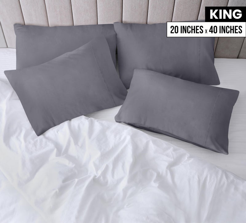 Utopia Bedding King Pillow Cases - 4 Pack - Envelope Closure - Soft Brushed Microfiber Fabric - Shrinkage and Fade Resistant Pillow Covers King Size 20 X 40 Inches (King, Grey) - Image 2