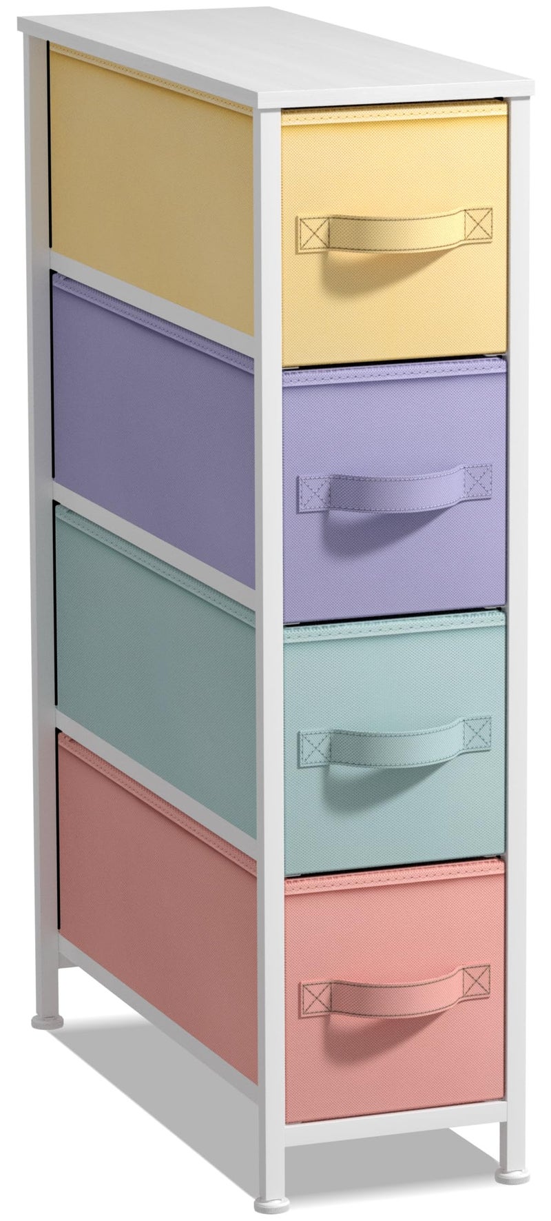 Sorbus Sorbus Kids Narrow Dresser with 4 Drawers  Vertical Slim Storage Chest of Drawers with Steel Frame Wood Top  Easy Pull Fabric Bins for Small Spaces Closets Bedroom Bathroom  Laundry