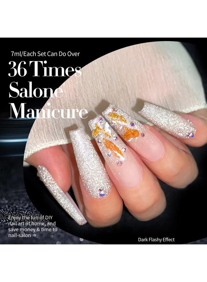 Born Pretty Reflective Glitter Gel Polish Gold Silver Glitter Sparkly Shiny Disco DJ LED Gel Nail Polish Nail Varnish 6PCS 7ML - Image 2