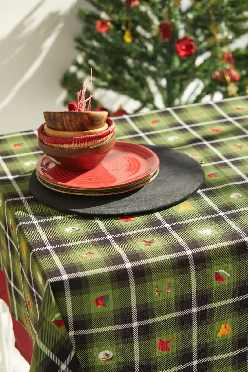 Ays Home Green Lumberjack Pattern Gingham Christmas Figured Tablecloth