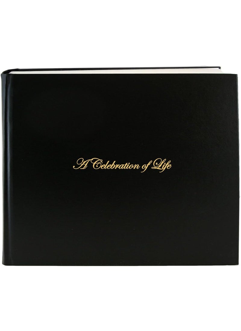 BookFactory BookFactory Funeral Guest Book A Celebration of Life Bonded Leather Memorial Book Memorial Guest Book 48 Pages  8 78 x 7 Black Section Sewn Hardbound LOG04897CSAKT64FuneralREGFX  - Image 1