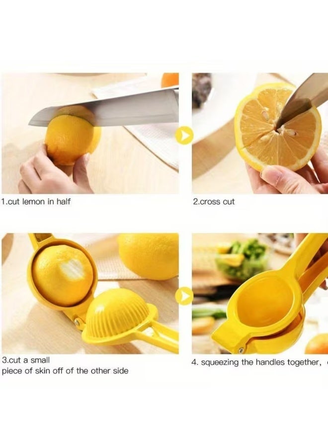 أمم عصارة ليمون يدوية وعصارة ليمون حامض – مكبس حمضيات يدوي لعصير طازج، عصارة مطبخ سهلة التنظيف، صفراء - Image 3