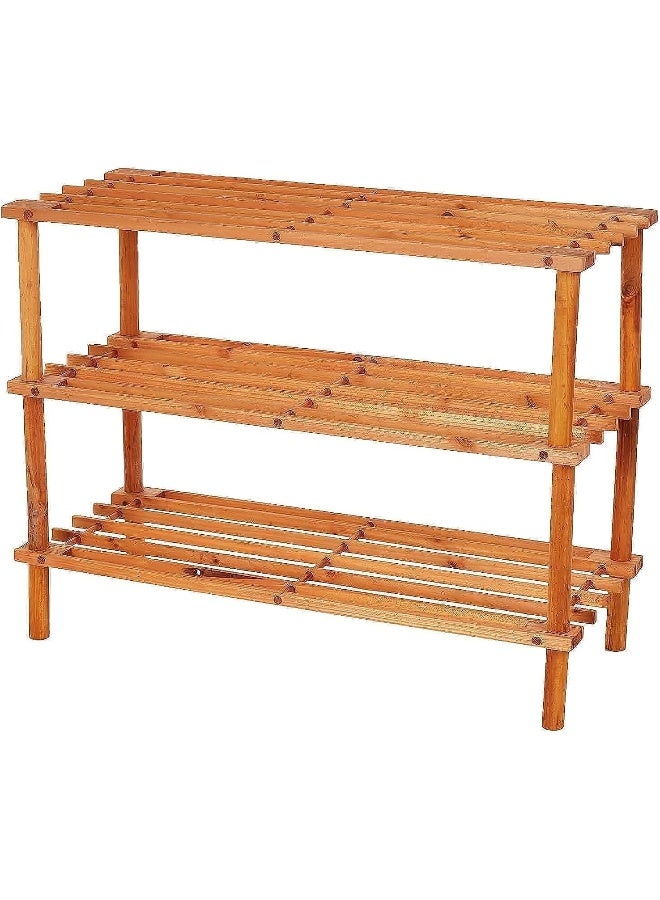 Showay Shoe Rack, 3 Tier Blonde Wood Storage Shoe Rack Stackable Shoe Shelf Storage Organizer, Shoe Stand For Closet, Entryway And Hallway - Image 1