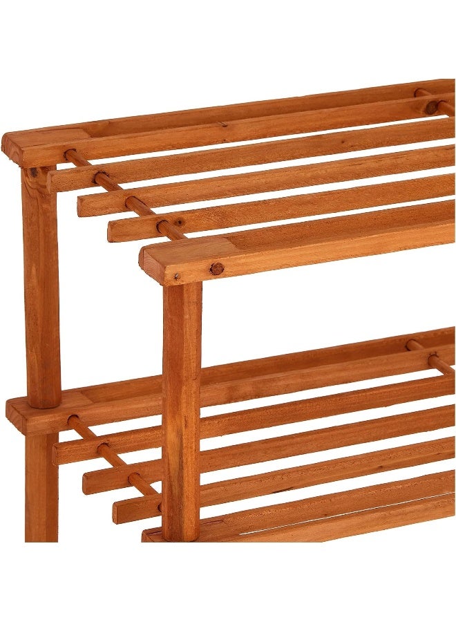 Showay Shoe Rack, 3 Tier Blonde Wood Storage Shoe Rack Stackable Shoe Shelf Storage Organizer, Shoe Stand For Closet, Entryway And Hallway - Image 4