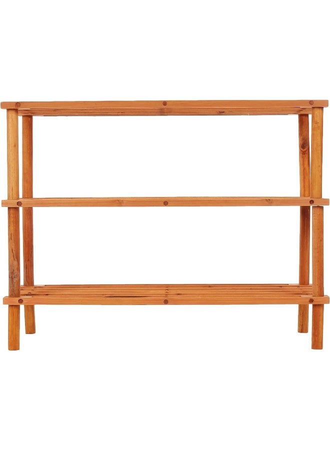 Showay Shoe Rack, 3 Tier Blonde Wood Storage Shoe Rack Stackable Shoe Shelf Storage Organizer, Shoe Stand For Closet, Entryway And Hallway - Image 2