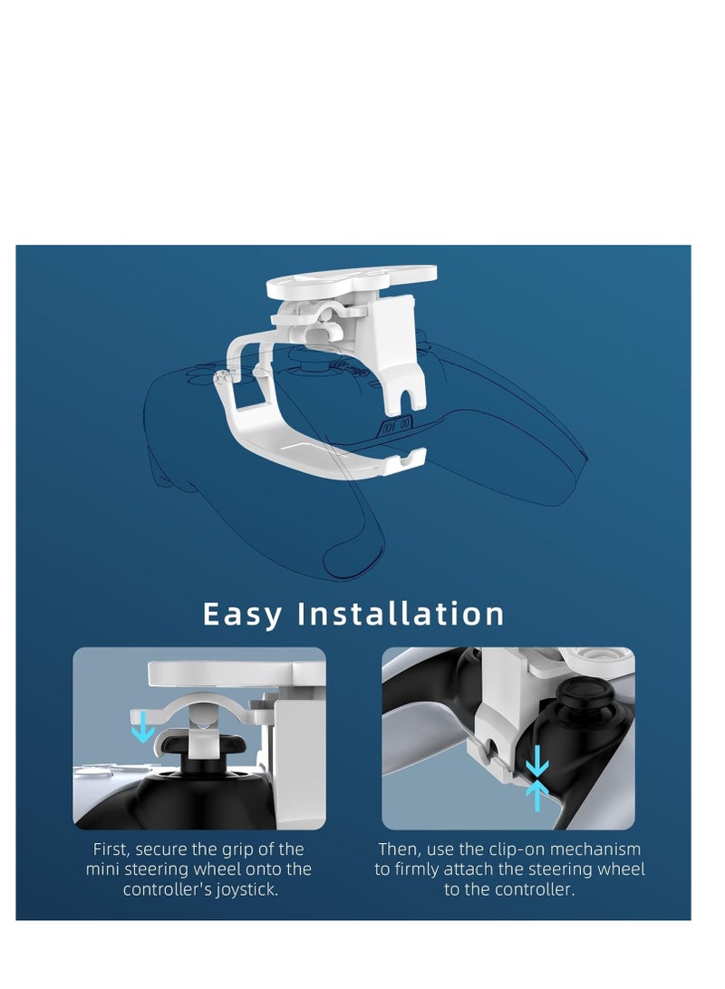 Beauenty Mini Steering Wheel Attachment for PS5 Controller – 5-in-1 Racing Game Accessory for PlayStation 5 – Easy Installation, Precise Control  Realistic Driving Experience - Image 2