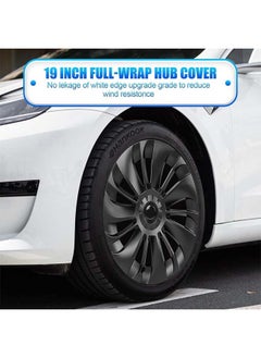 L&E 19 Inch Tesla Model Y Hubcaps-2020-2023,Waterproof Matte Black Rim Protector Replacement Kit with Black Emblems,Rims Wheel Covers Replacement Accessories Set of 4  - Image 3